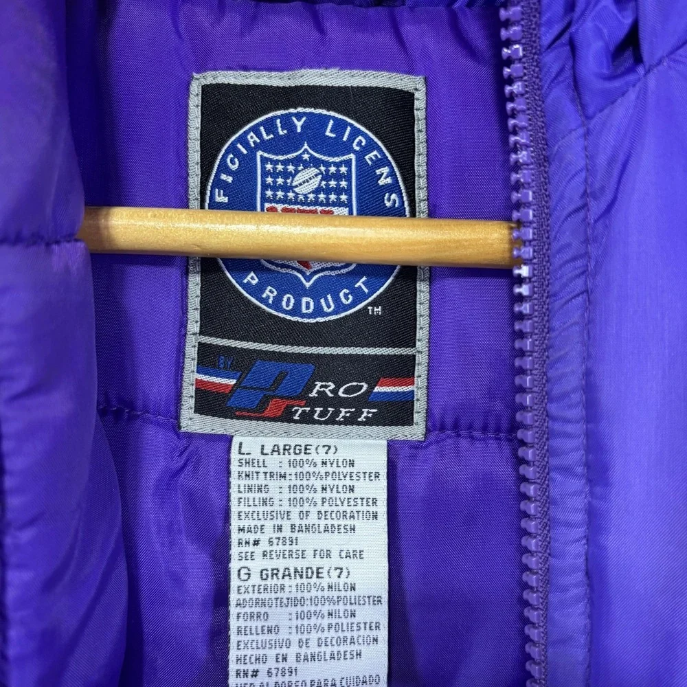 Vintage Minnesota‎ Vikings Jacket Boys 7 Purple NFL Football Pro Tuff Hooded